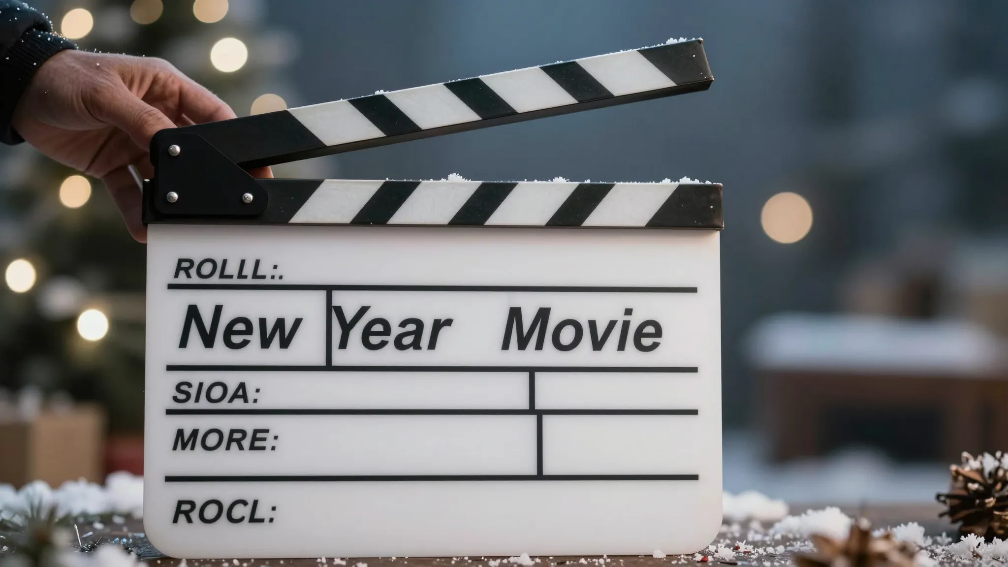 A professional film set with a clapperboard that says 'New Y...