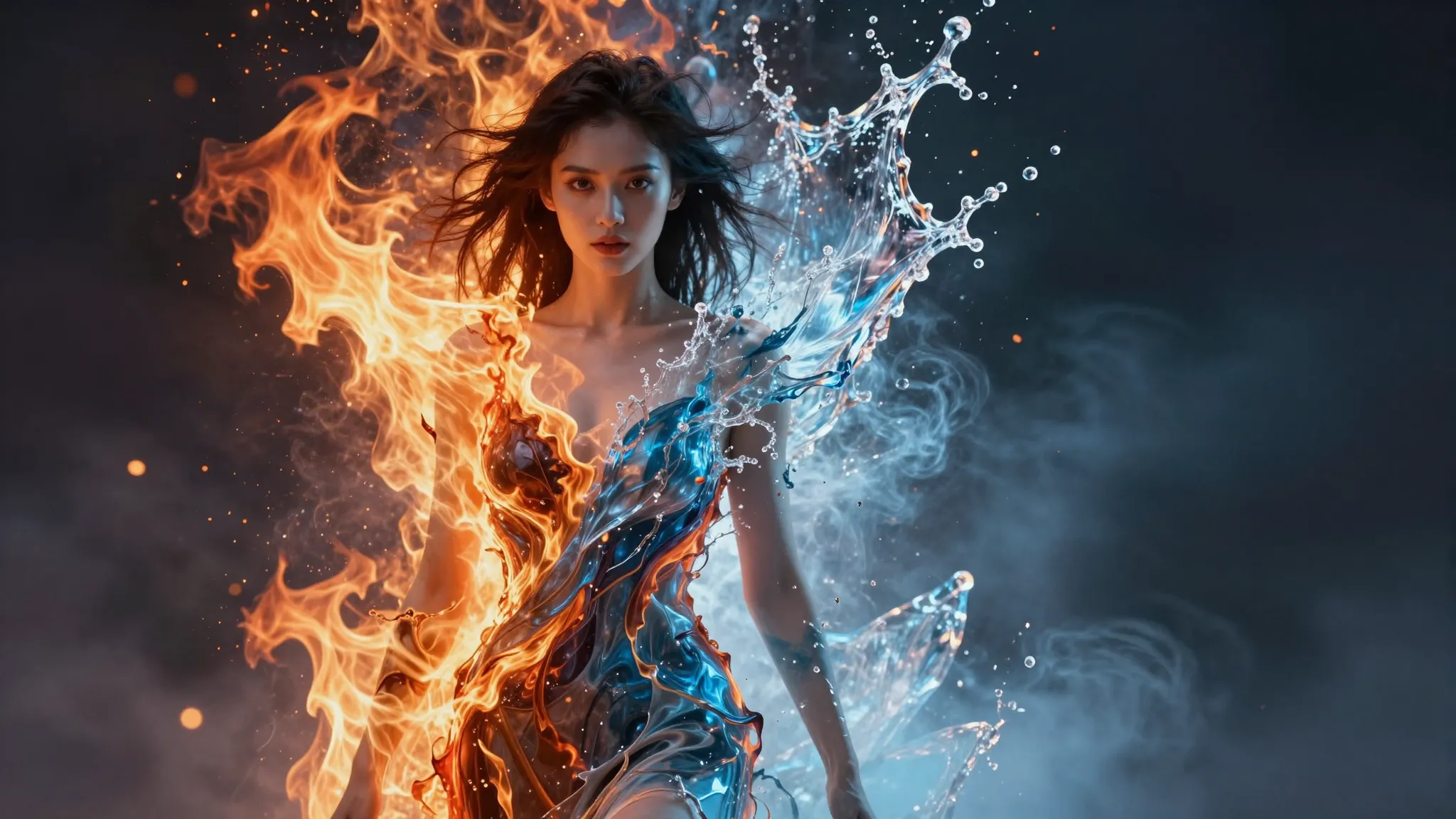 A beautiful woman with charismatic features, standing as the...