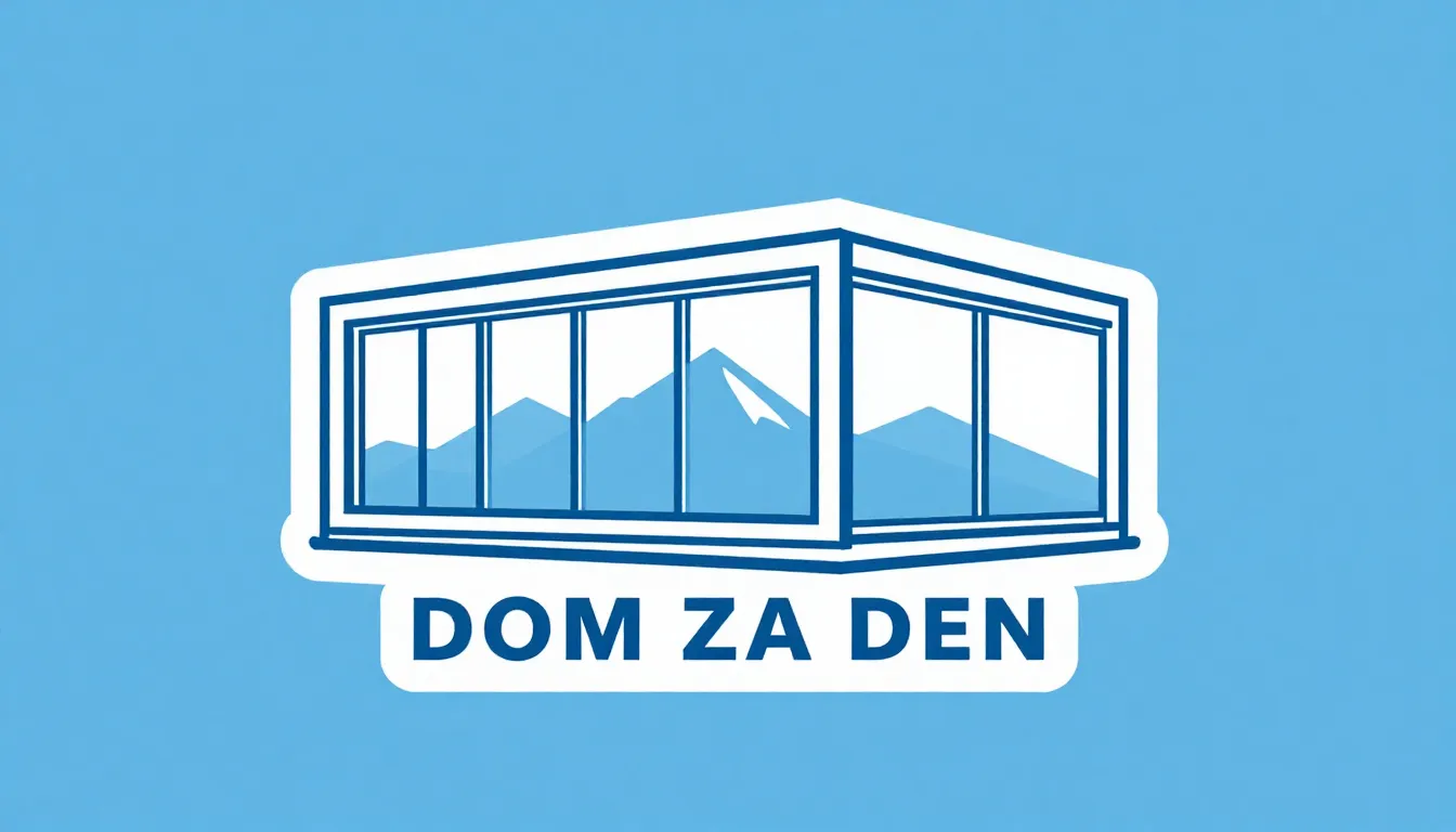 Logo for 'DOM ZA DEN', minimalist outline of a modular home ...
