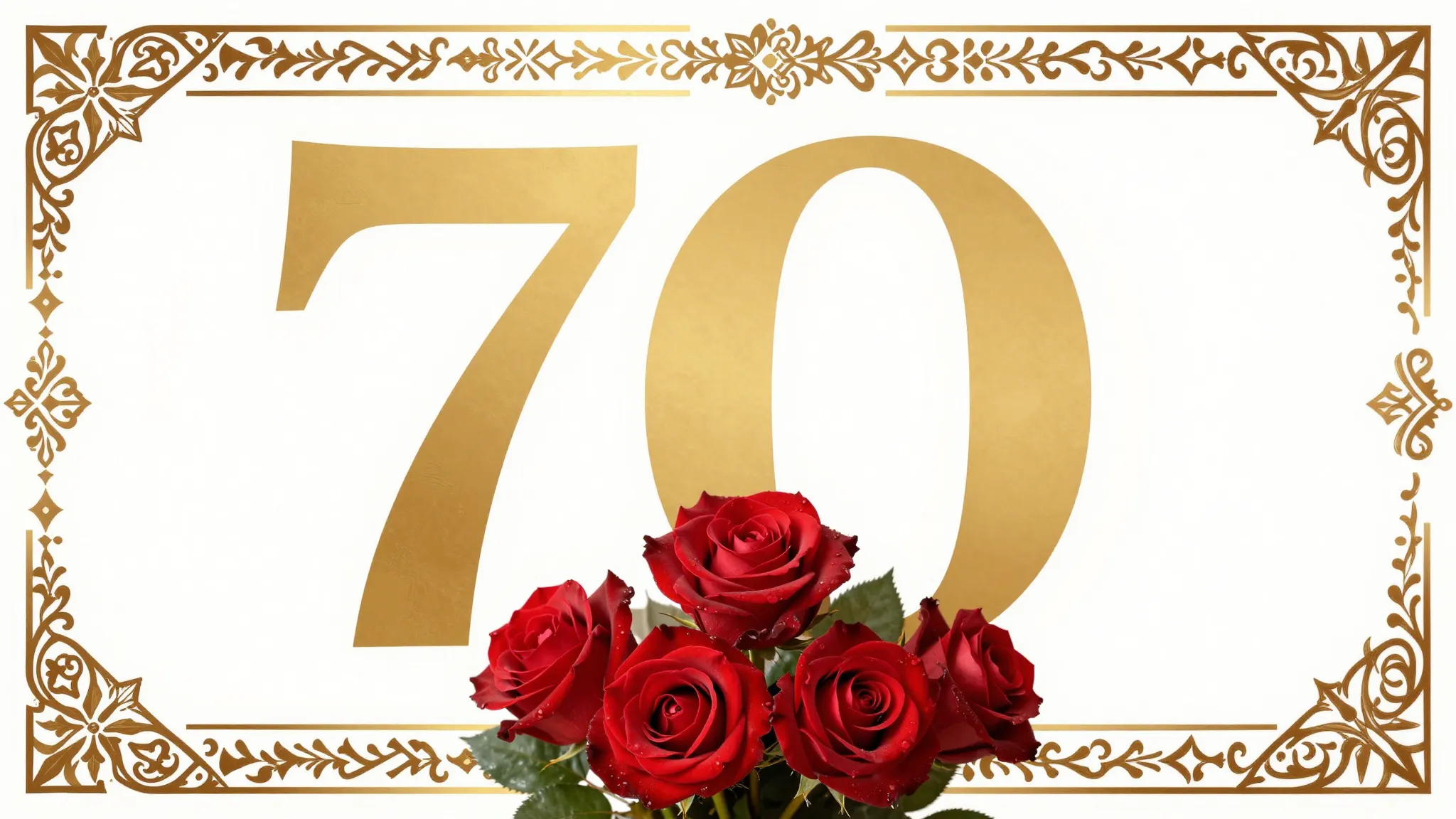 A beautiful greeting card background with golden numbers '70...
