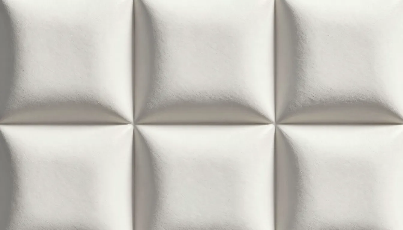 Close-up of 3D gypsum wall panels with a pillow pattern, sof...