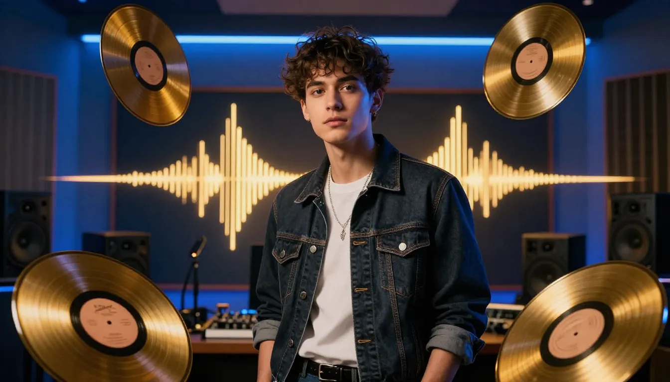 A creative portrait of a stylish young man in a modern music...