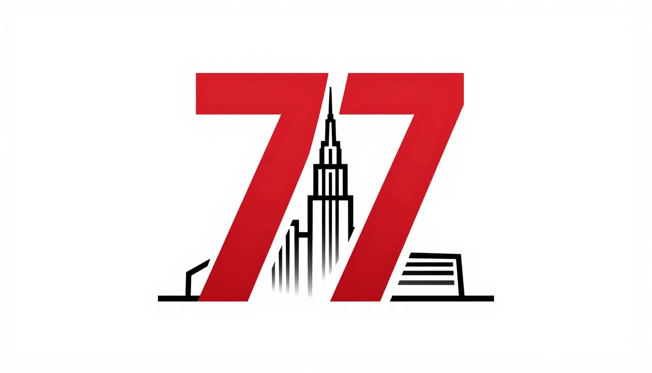 Logo design featuring the number 77, minimalist architectura...