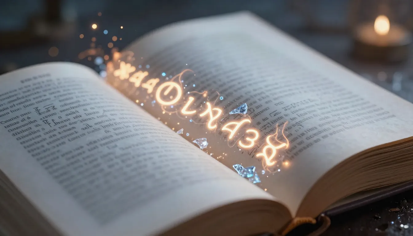 Close up of magical book pages made of light, glowing runes,...