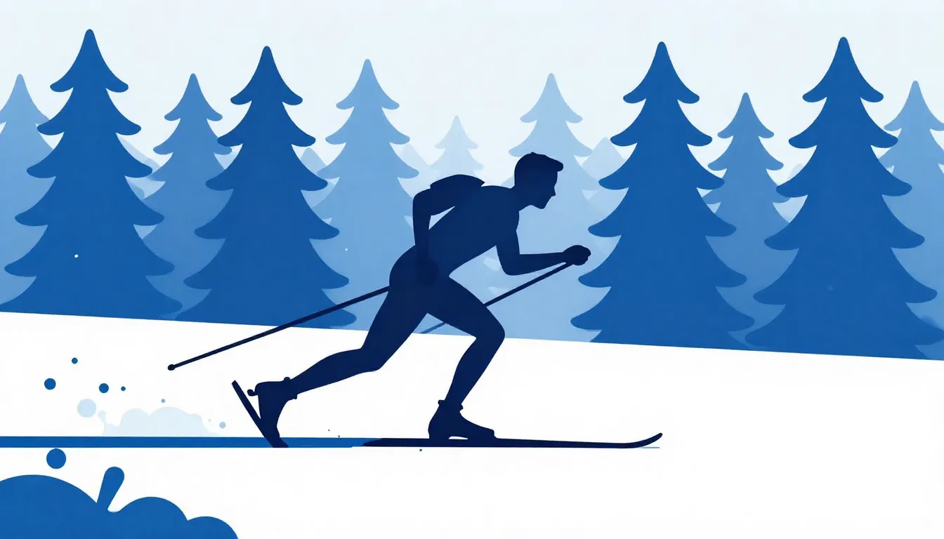 Minimalist sports poster, a silhouette of a cross-country sk...