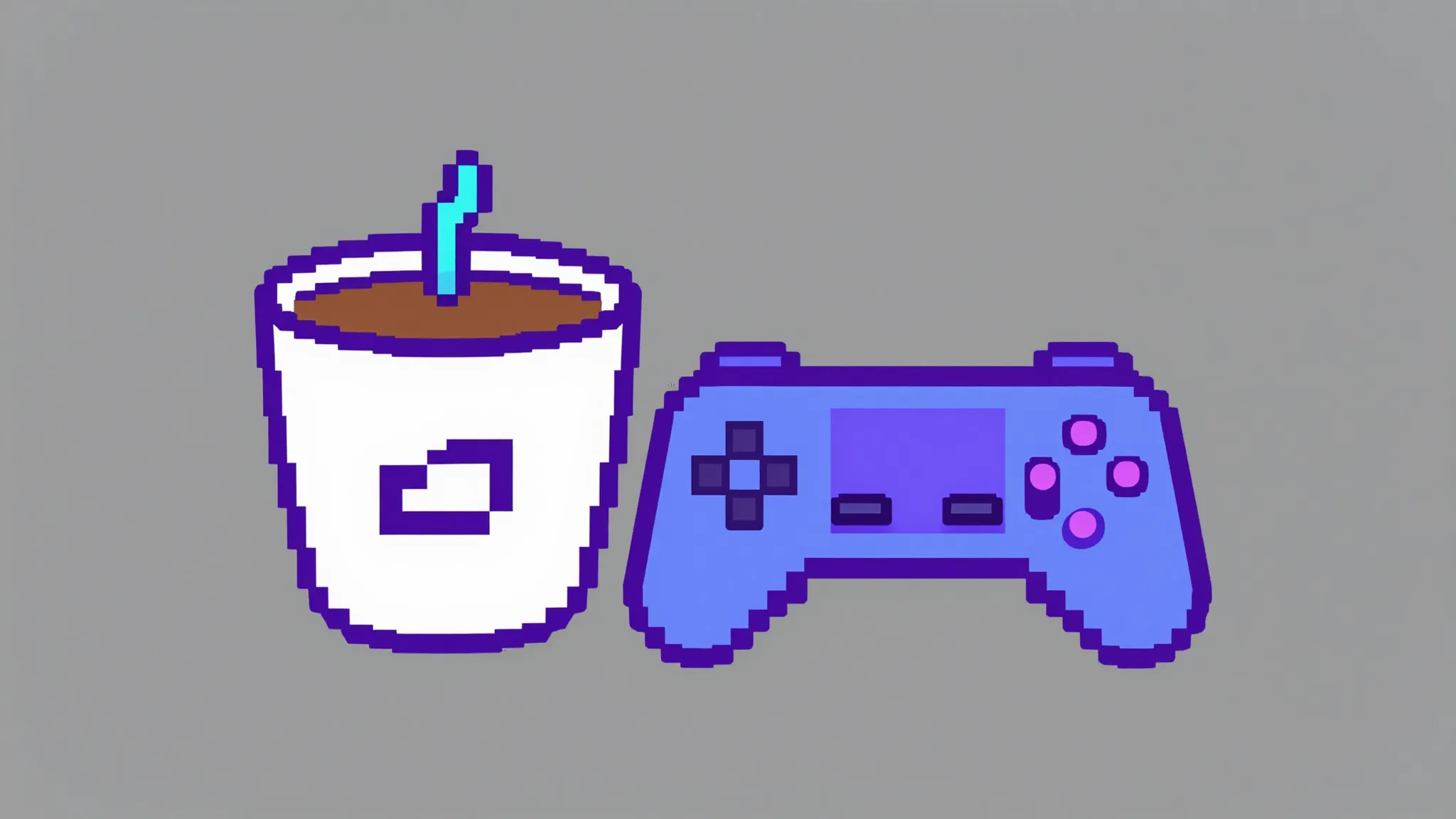 Minimalist logo design for a retro gaming cafe, a pixelated ...
