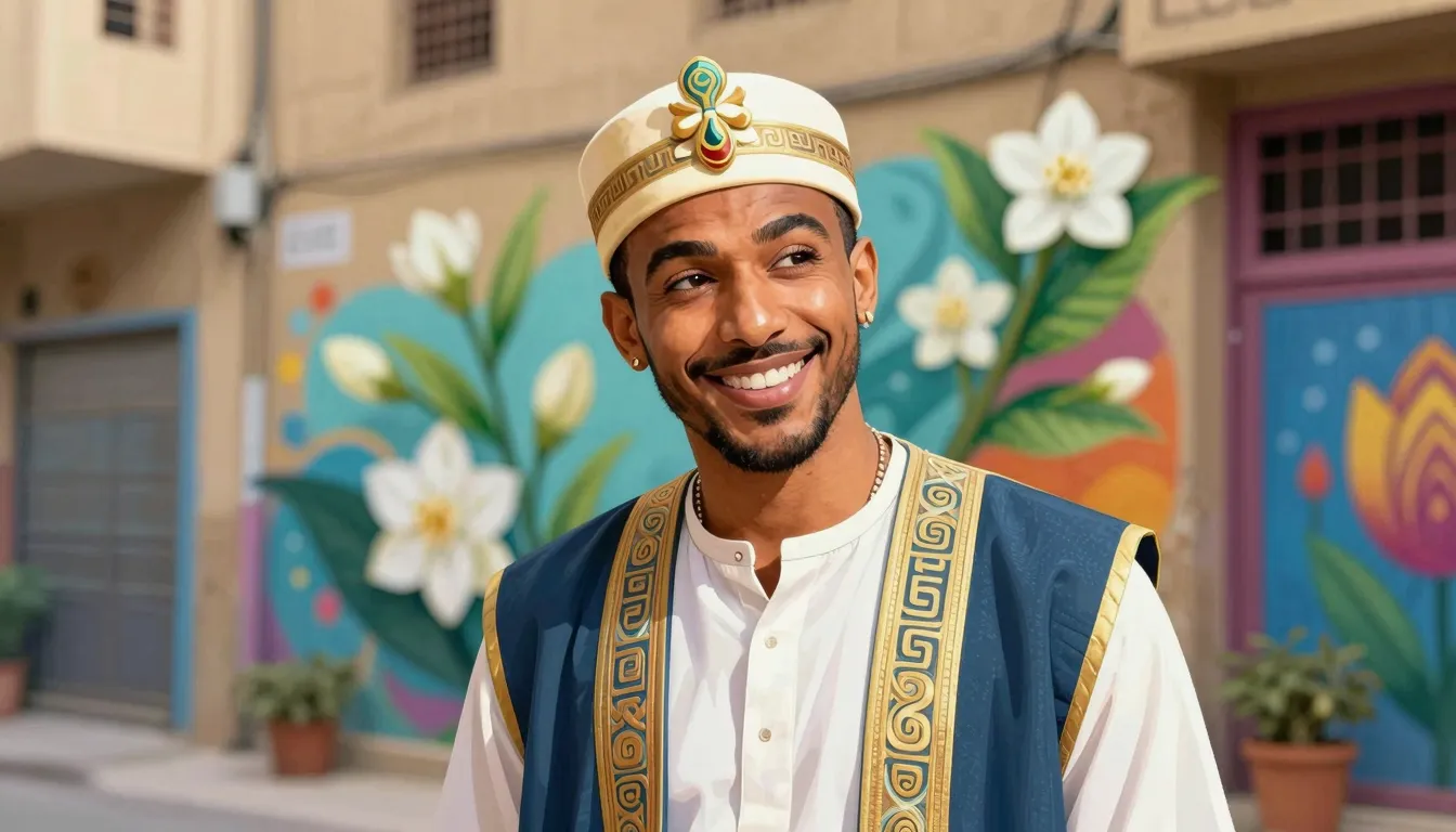 Artistic illustration of a charismatic Egyptian man with a p...