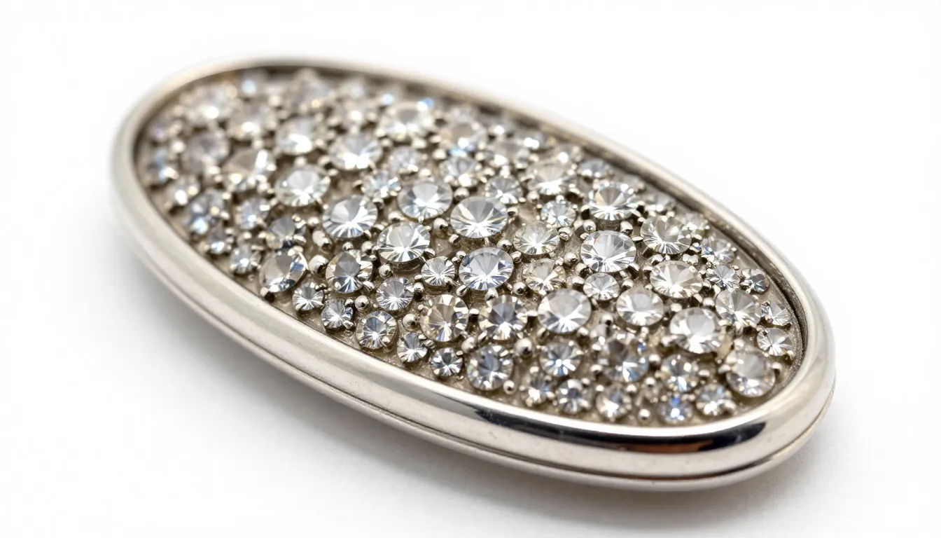 Macro shot of a luxury handmade brooch with a smooth silver ...