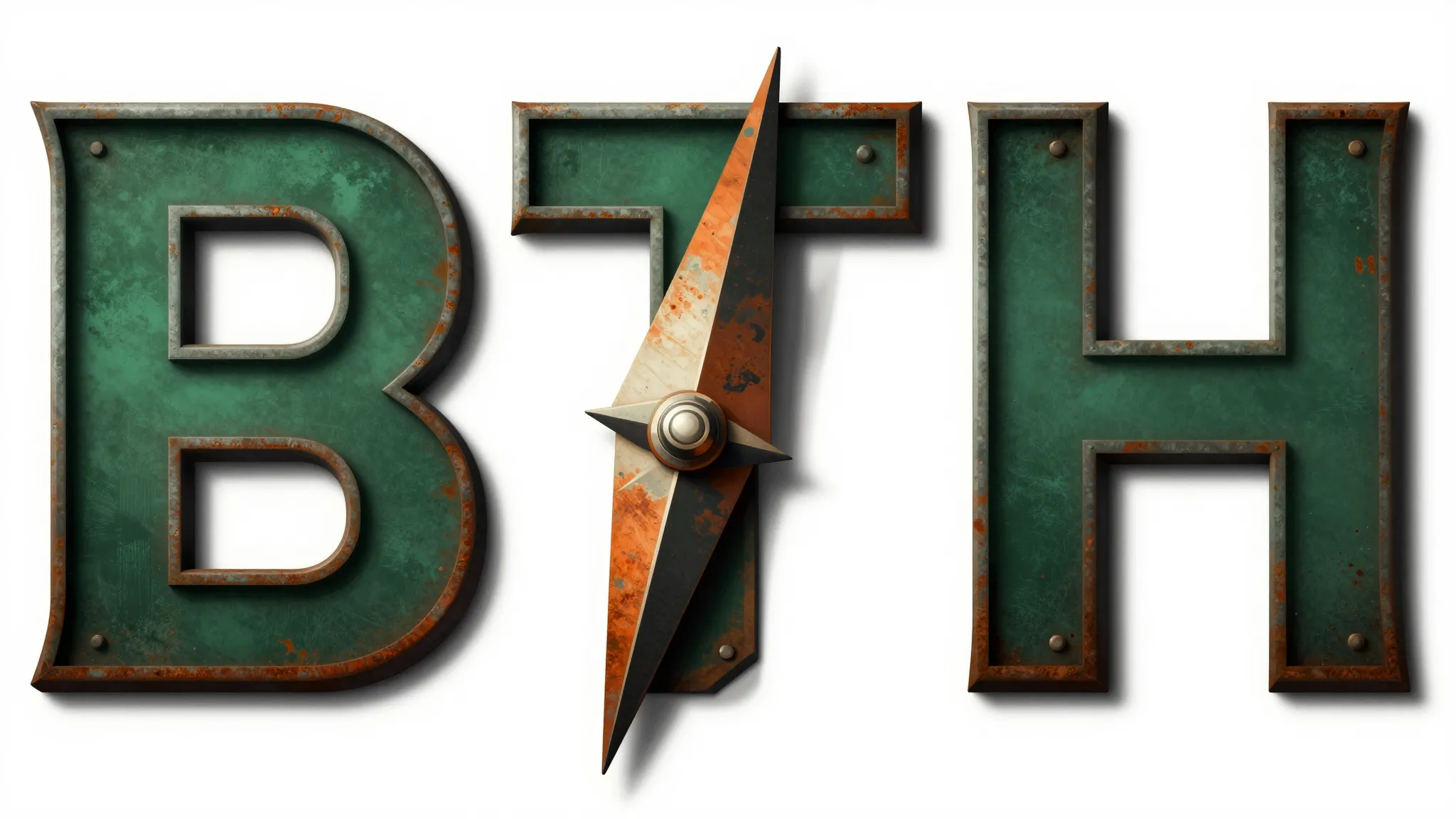 Modern logo design, 'BTH' text in heavy industrial font, int...