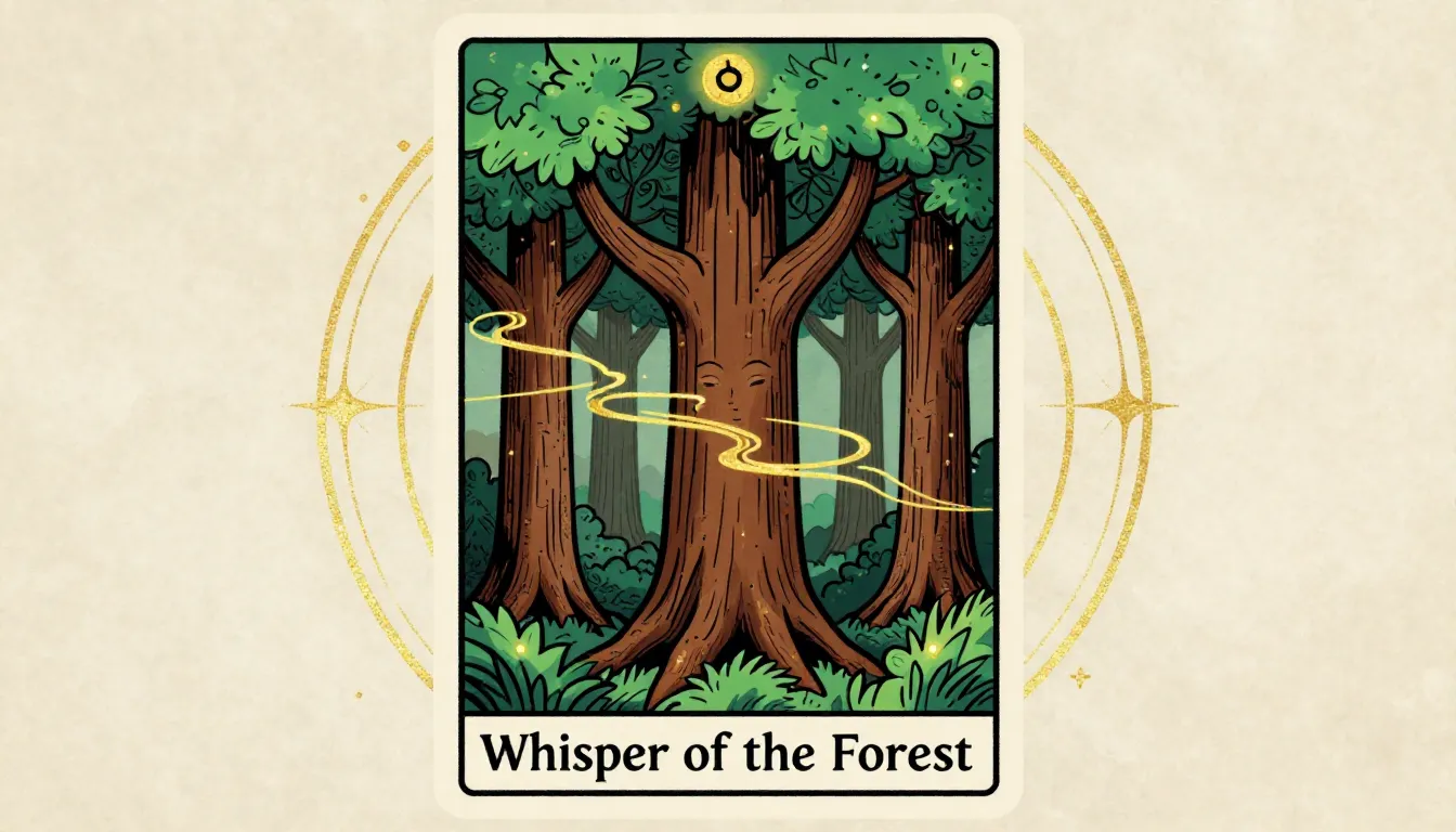 Oracle card 'Whisper of the Forest', vintage Tarot lithograp...