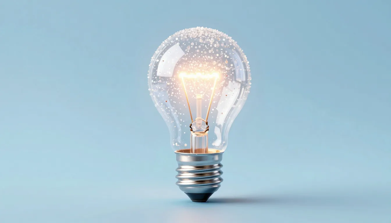 A bright light bulb made of sparkling sugar crystals on a so...