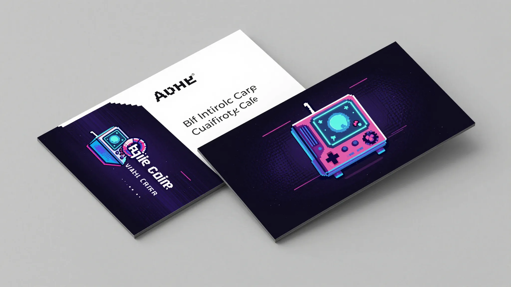 Double sided business card design for a vintage gaming cafe,...