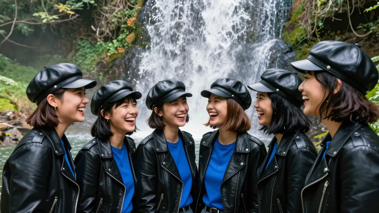A group of happy women with stylish bob haircuts (kare) laug...