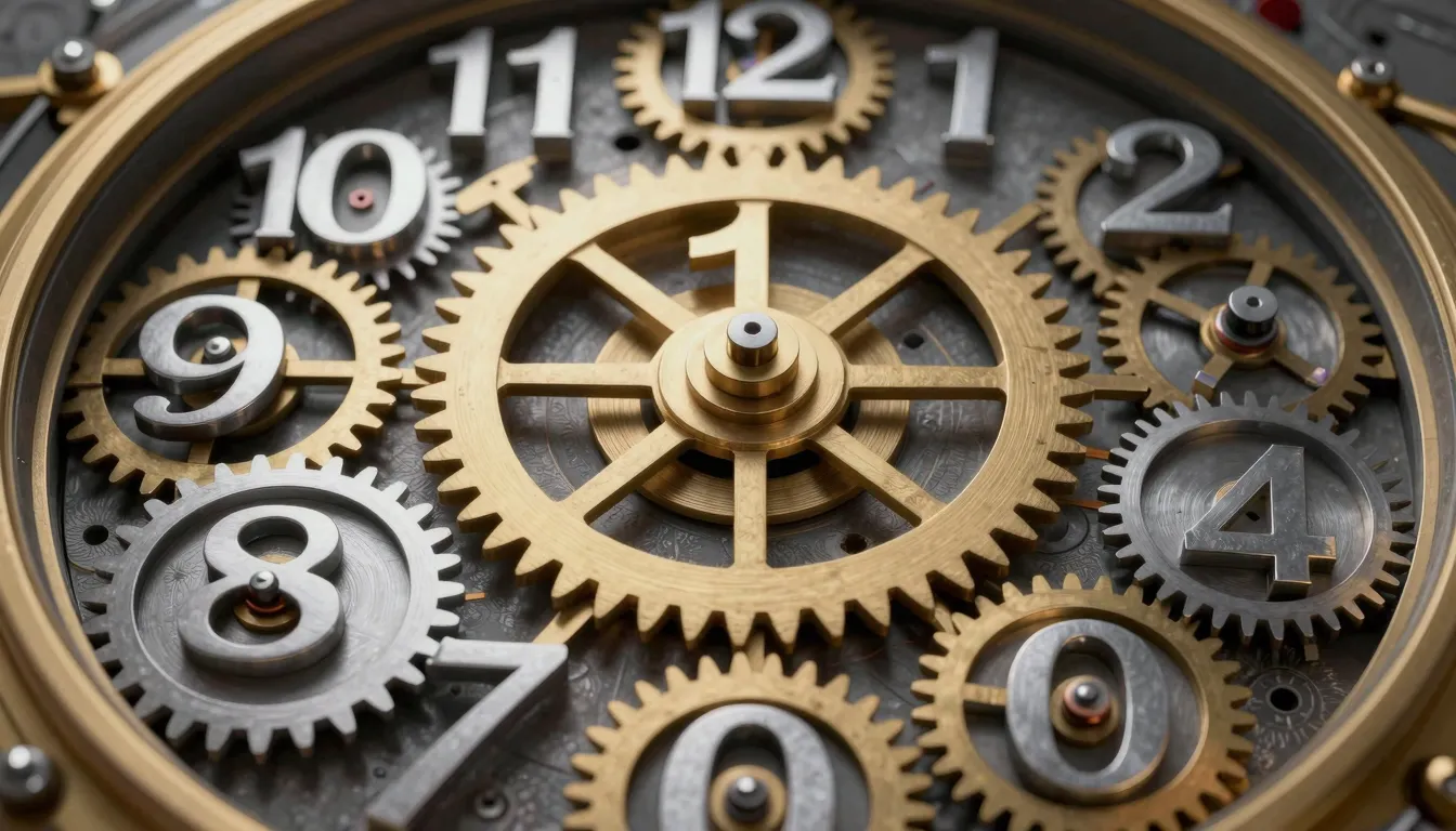 An intricate clockwork mechanism where the gears are shaped ...