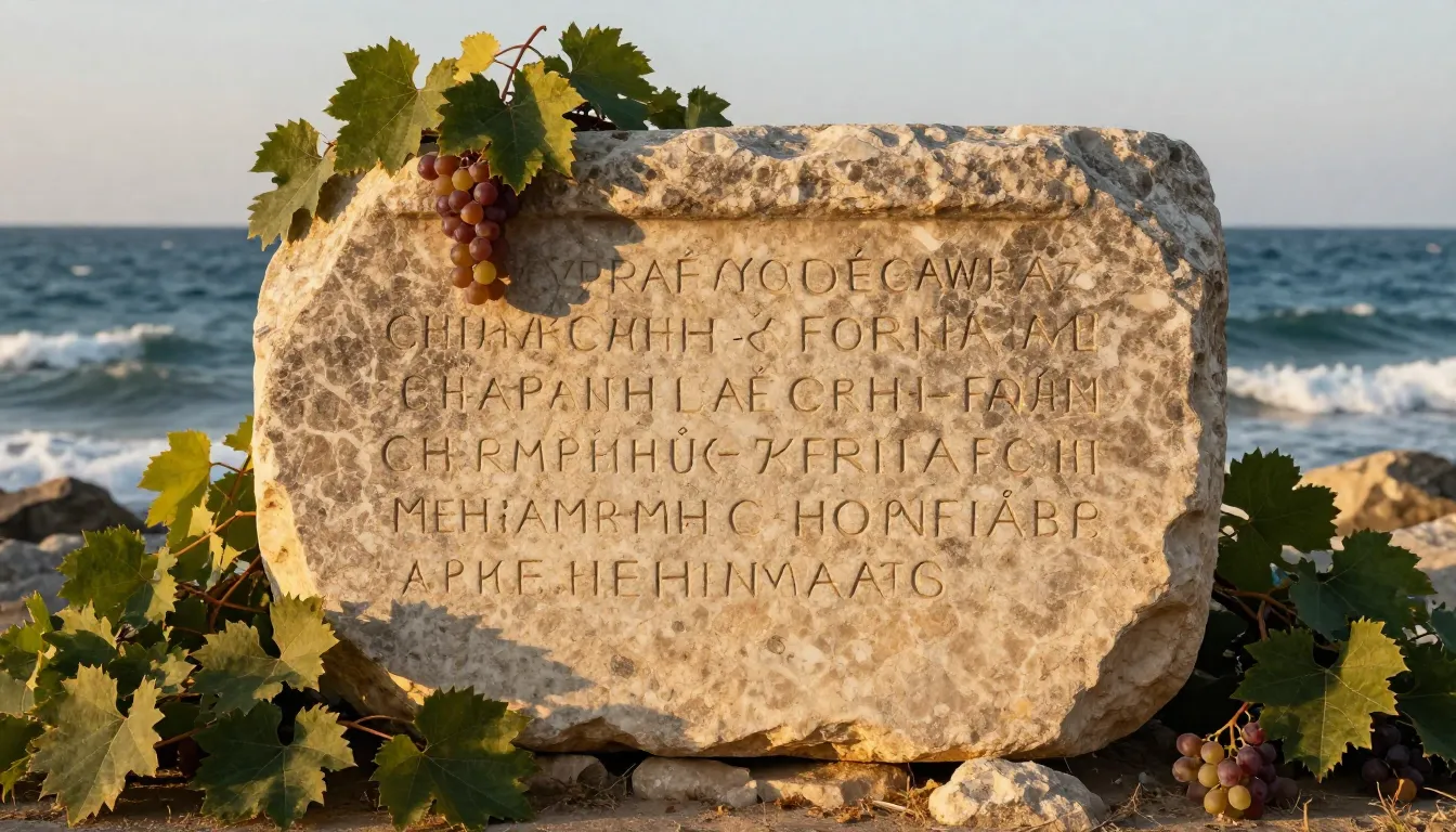 Ancient Greek stone tablet with inscriptions found in Cherso...