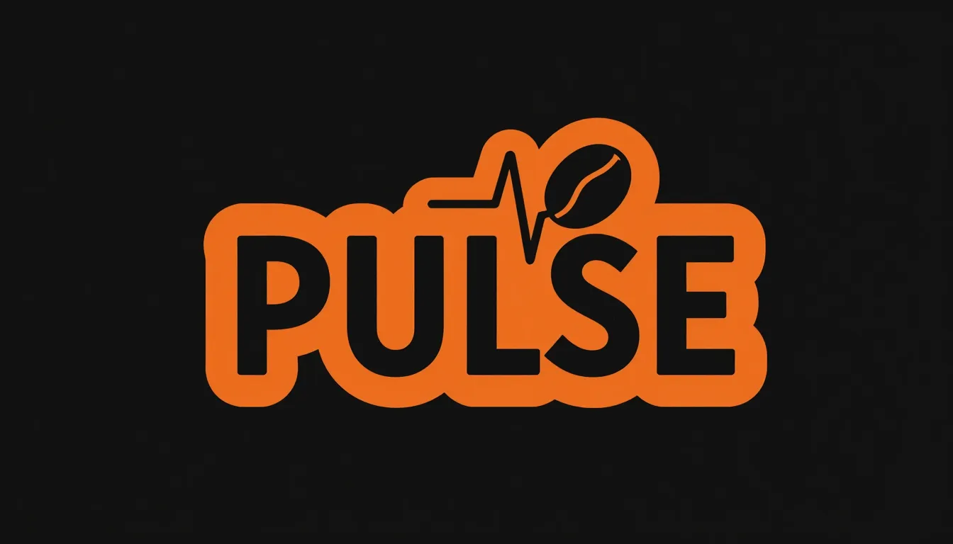 Logo design for a coffee brand named 'PULSE', bold modern ty...