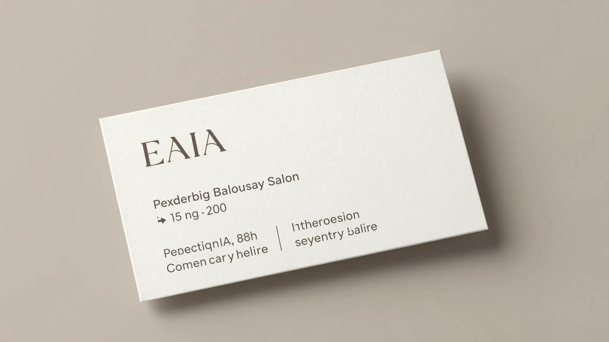 Minimalist business card mockup for a beauty salon, focus on...