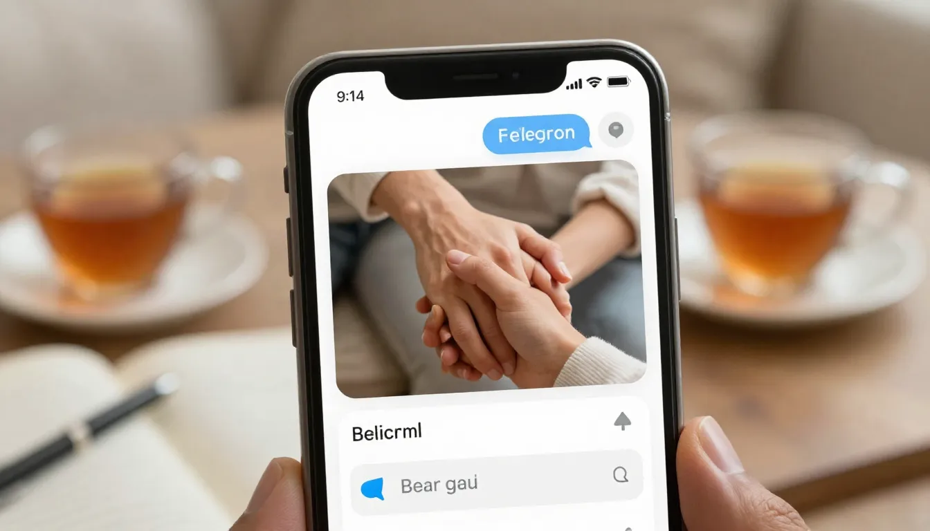 A cozy and intimate Telegram chat interface on a smartphone ...