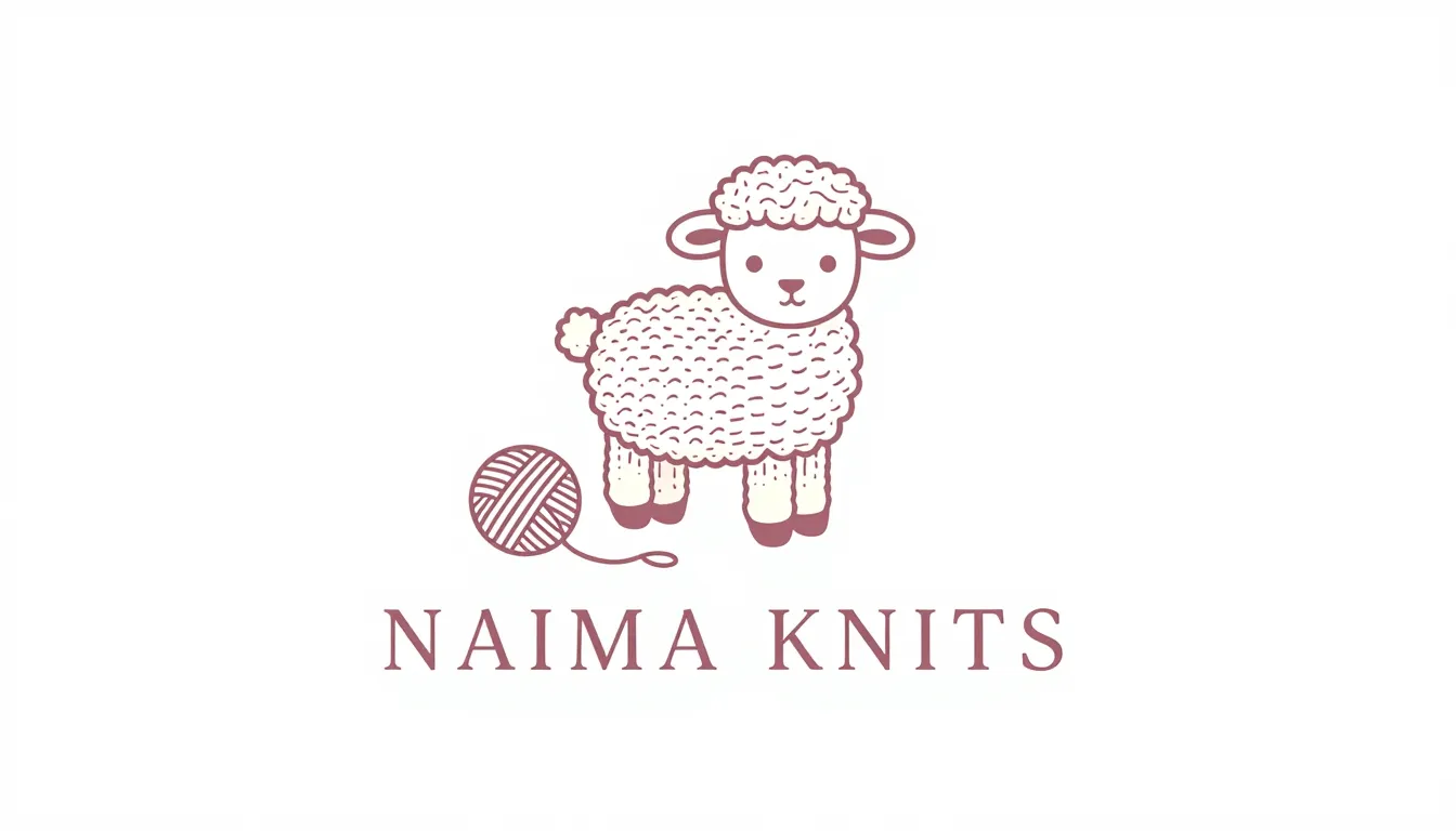 Minimalist logo for a brand named 'NAIMA KNITS'. The design ...