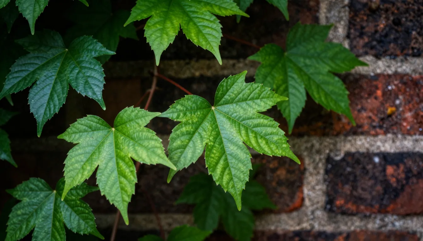 Close-up of Hedera helix leaves, vibrant green color, intric...