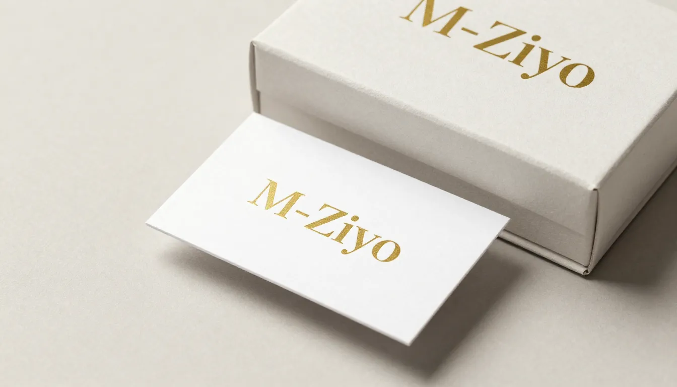 A sophisticated brand identity mockup for a brand named 'M-Z...