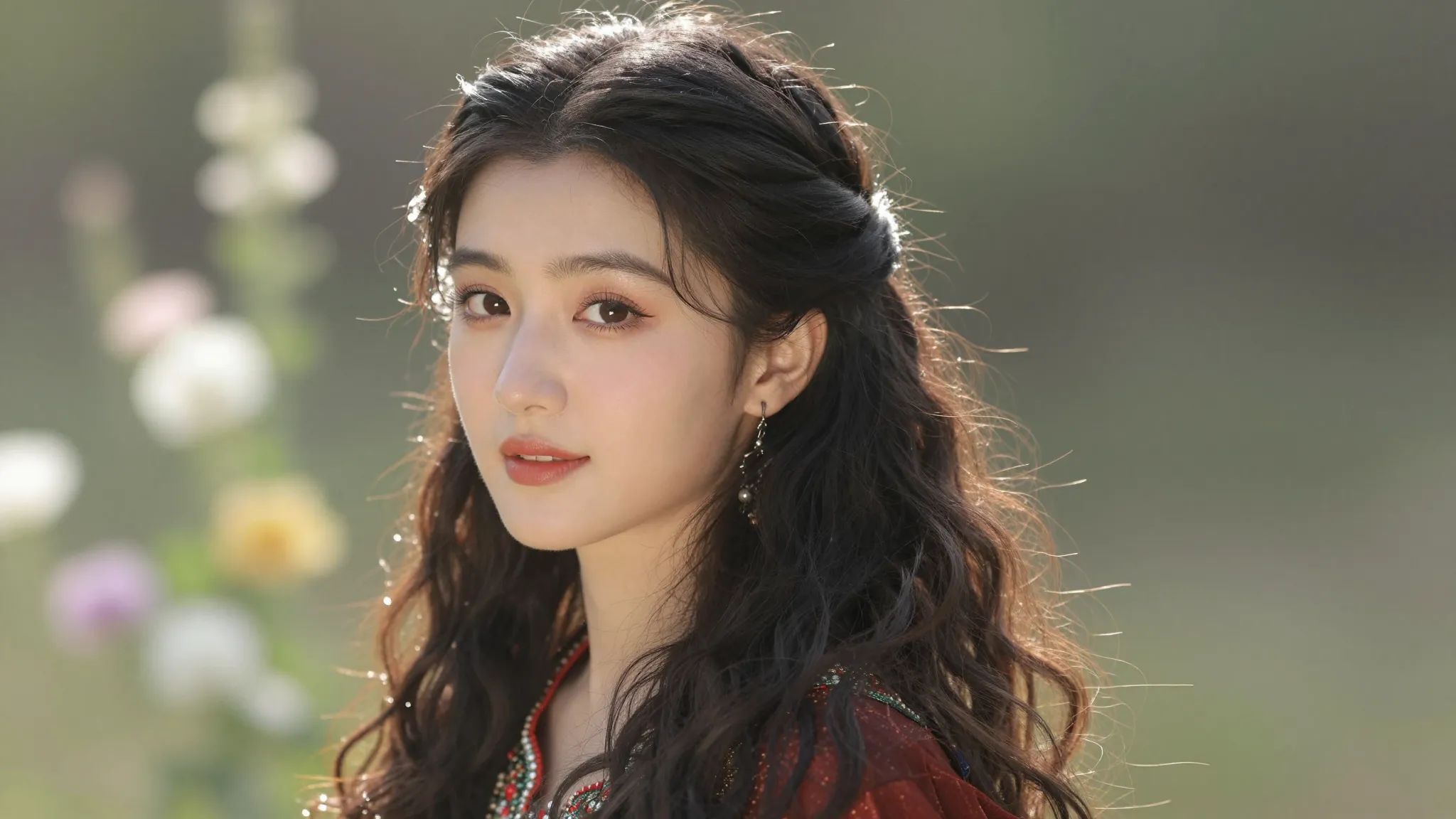 A romantic and artistic portrait of a beautiful Central Asia...