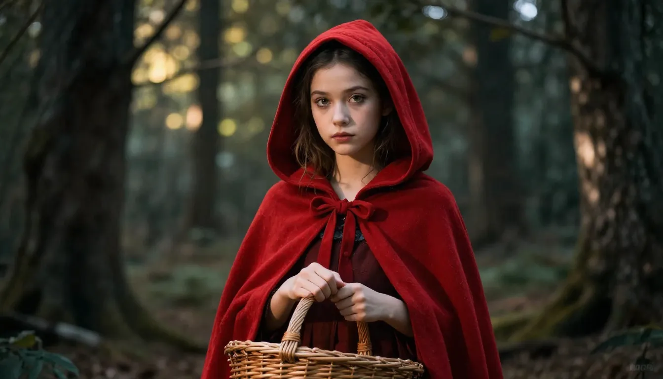 A stunningly realistic portrait of Little Red Riding Hood in...