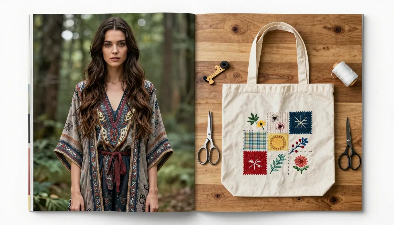 Magazine spread, left page shows a beautiful 28-year-old bru...