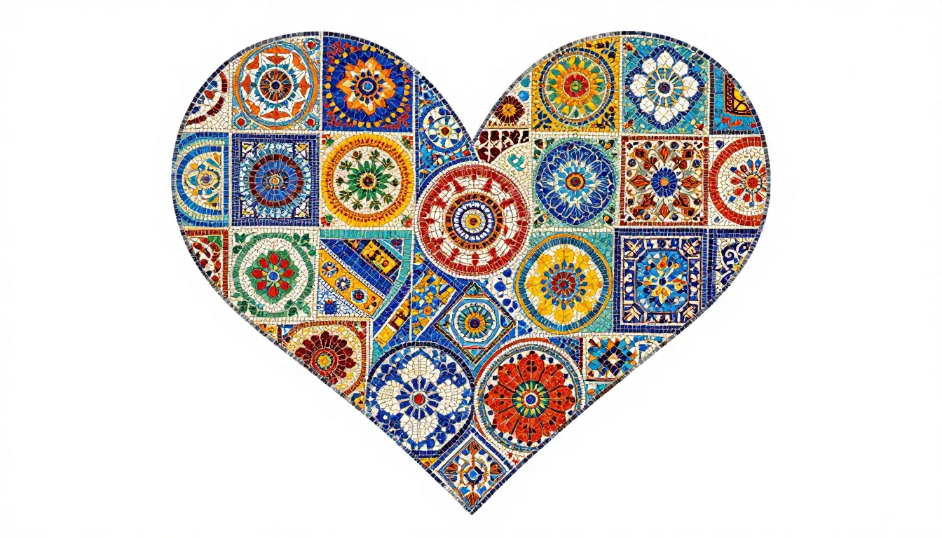 A beautiful mosaic of different traditional patterns from ar...