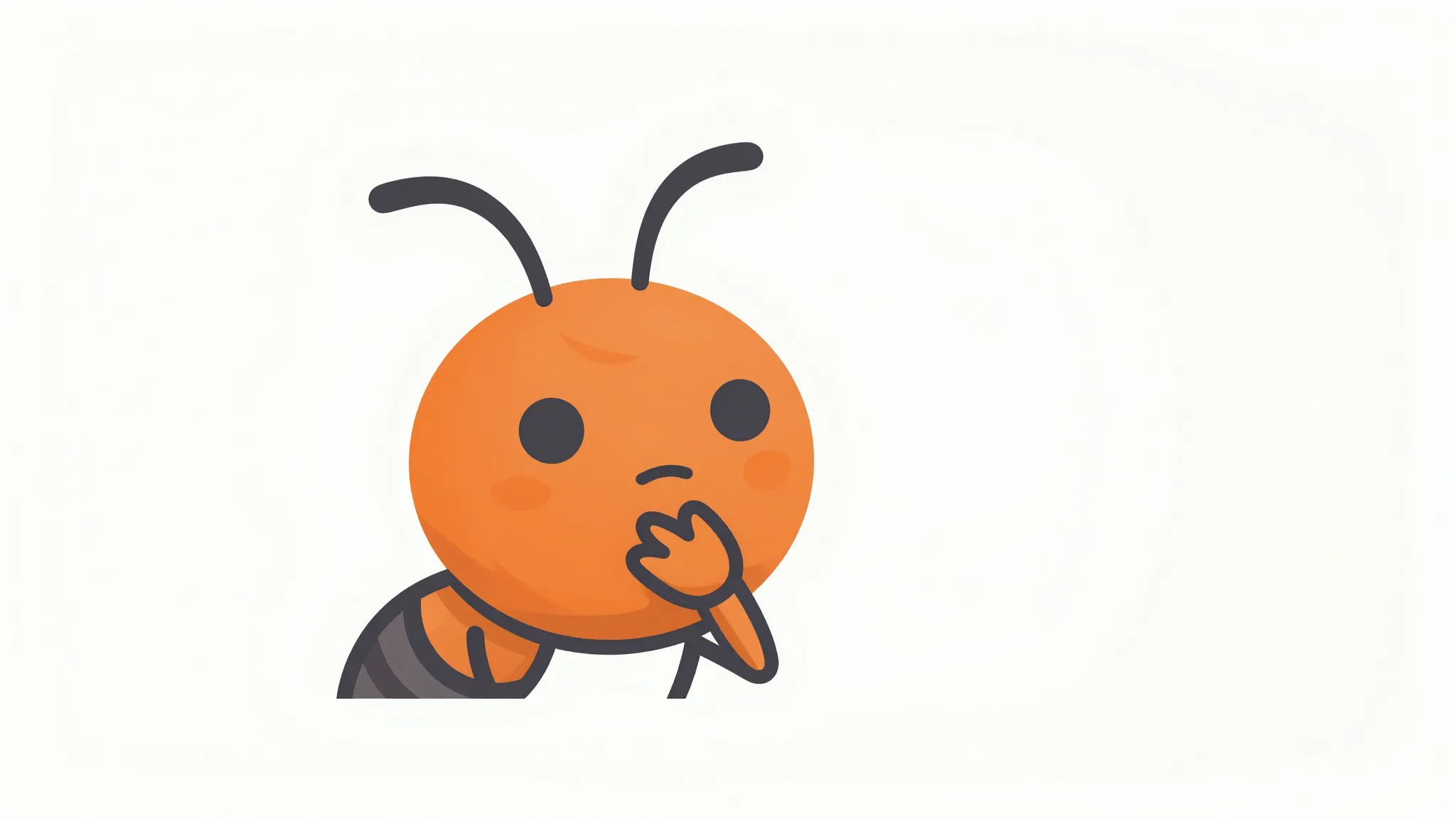 Minimalist vector logo of a cute cartoon ant head looking th...