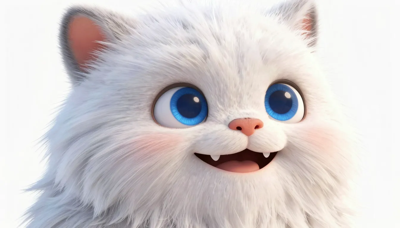 Close-up portrait of a white furry brownie character with a ...