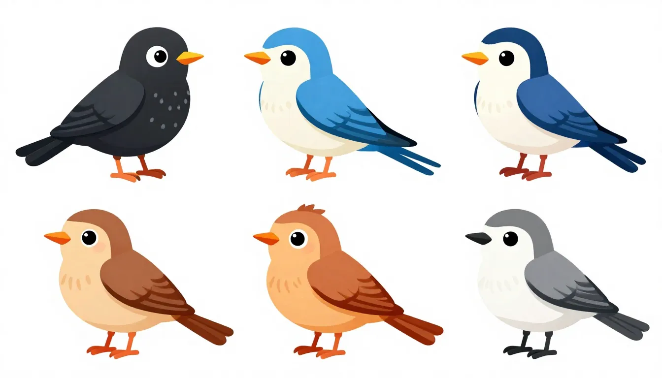 A collection of first spring migratory birds for kids, isola...