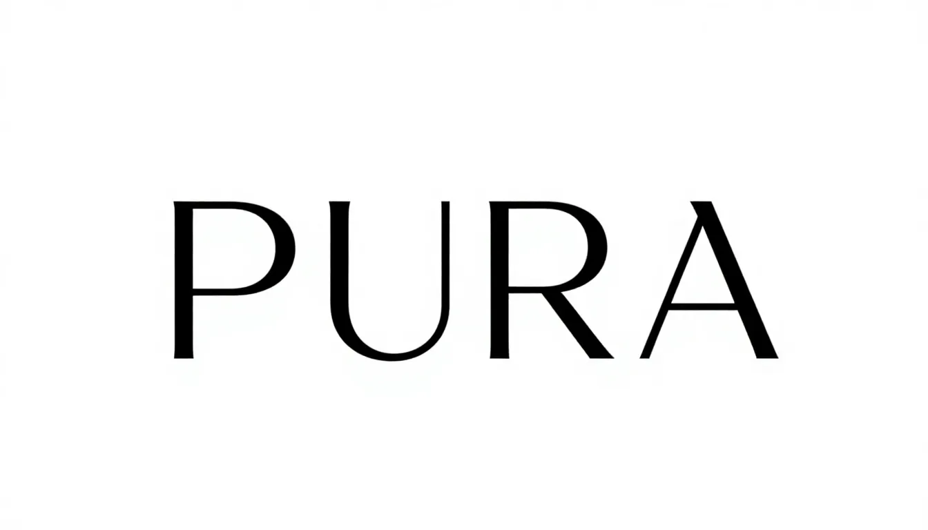 Minimalist logo design for 'PURA', elegant and thin sans-ser...