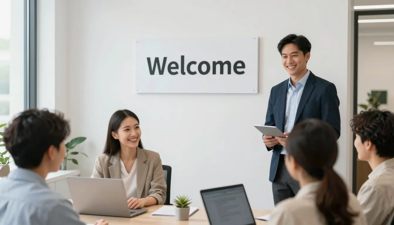 A professional and welcoming migration center office with a ...