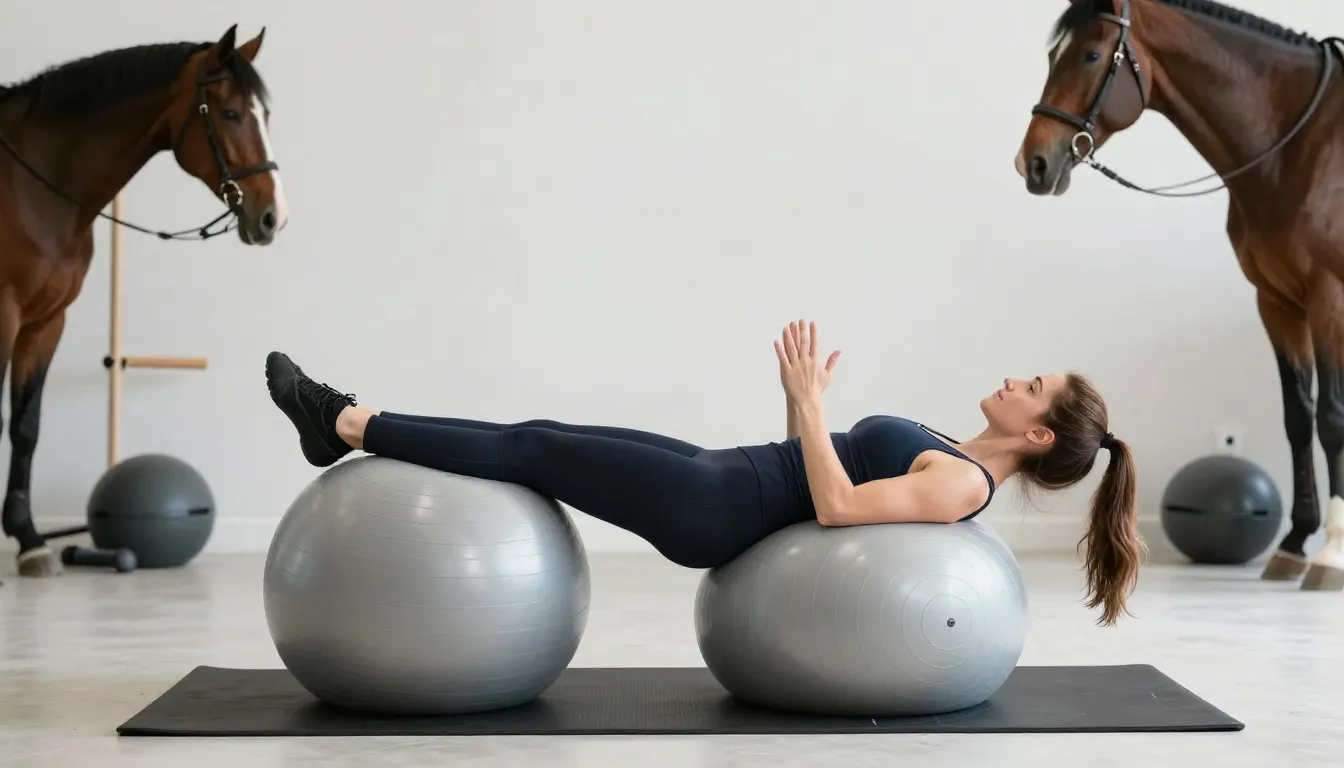 Professional equestrian cross-training session, a rider doin...
