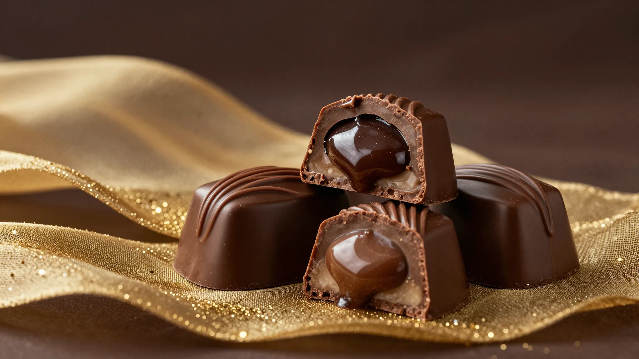 Professional food photography of premium chocolate candies w...