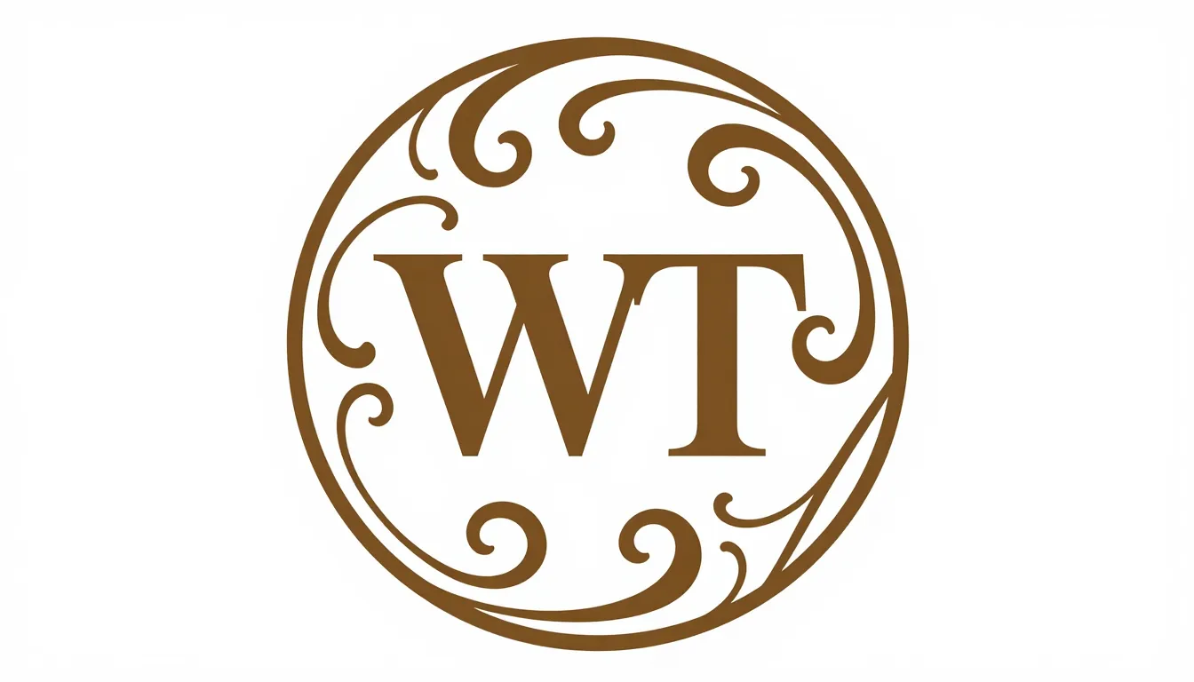 Circular logo design with letters 'WT' integrated into elega...