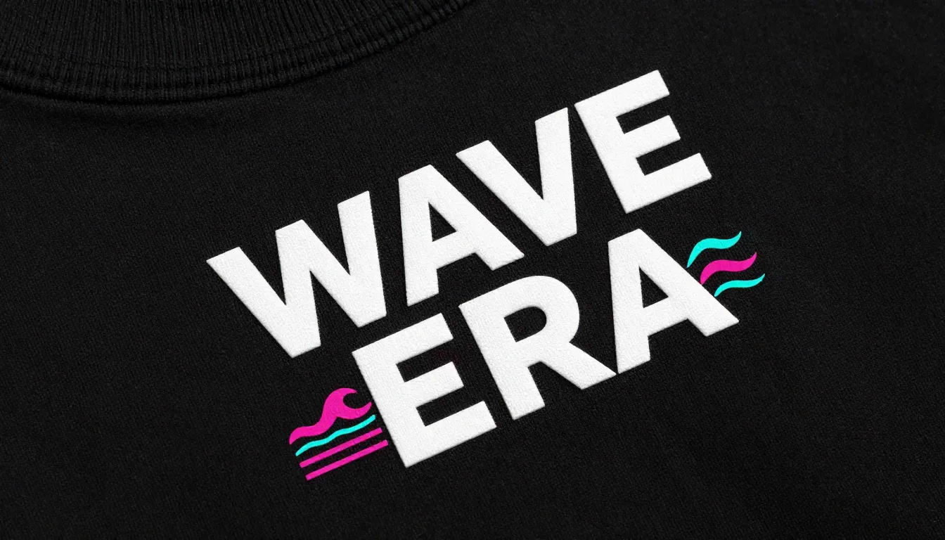 A professional mockup of a woven neck label for a t-shirt, b...