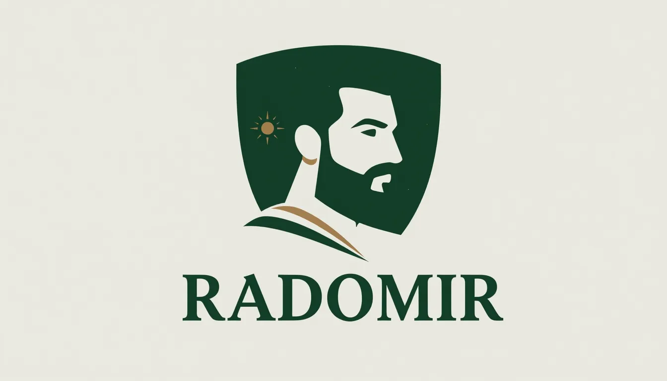 Modern minimalist logo for a barbershop named 'RADOMIR'. The...