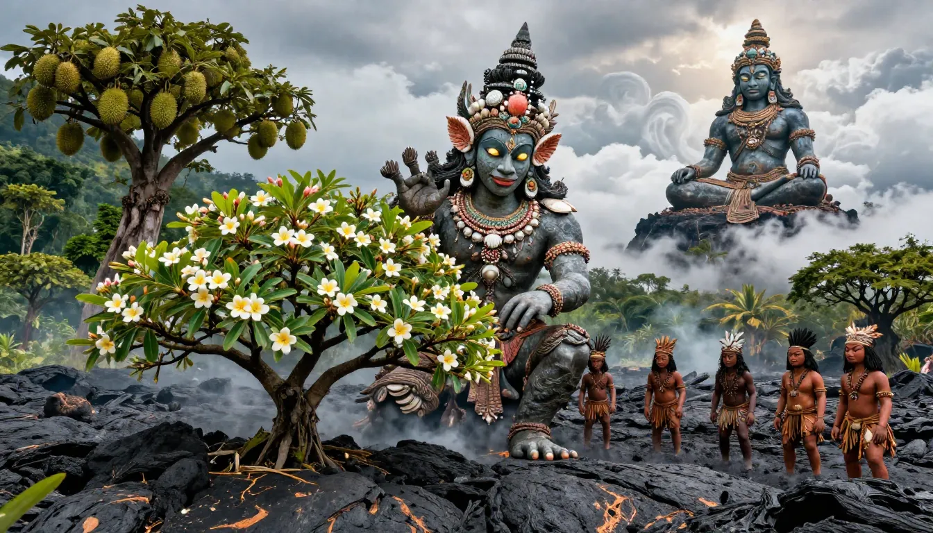 Epic fantasy style, a powerful ancient deity Hatuibwari with...