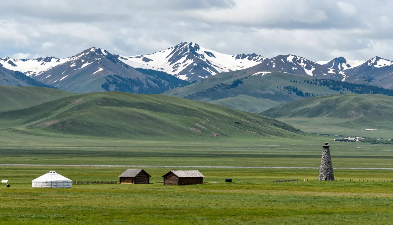 A wide panoramic landscape of Russia showing different terra...