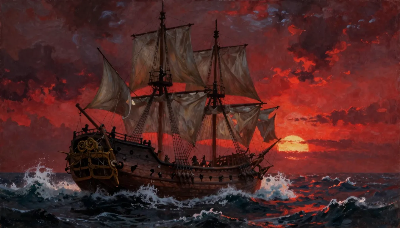 Aivazovsky style, a massive wooden galleon caught in a terri...