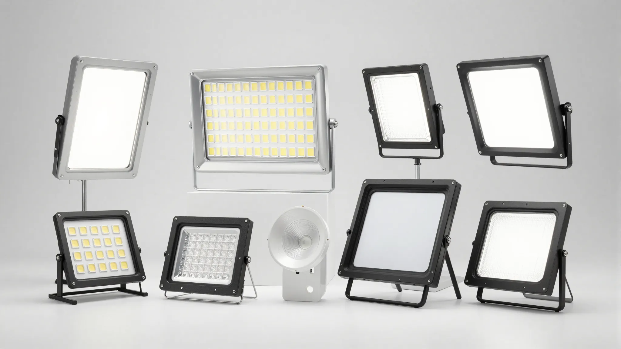 Professional showcase of various LED lamps, indoor panels an...