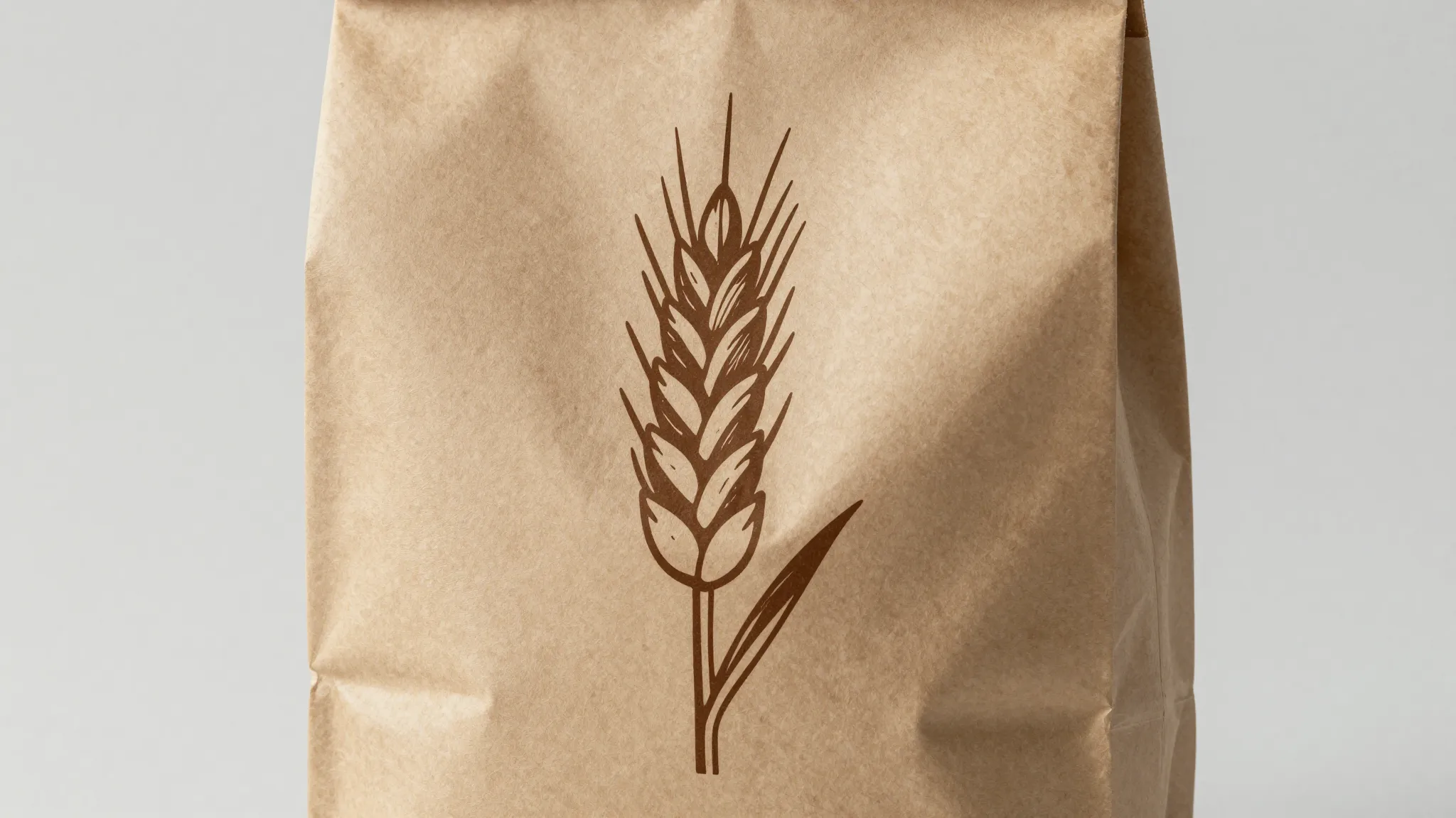 Packaging design concept for organic flour or grains, brown ...