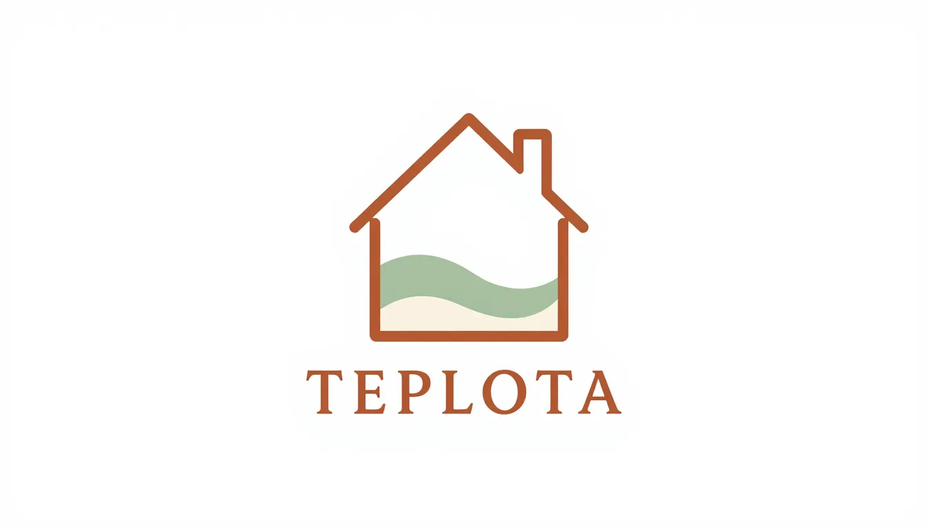 Minimalist logo design for a home decor store named 'TEPLOTA...