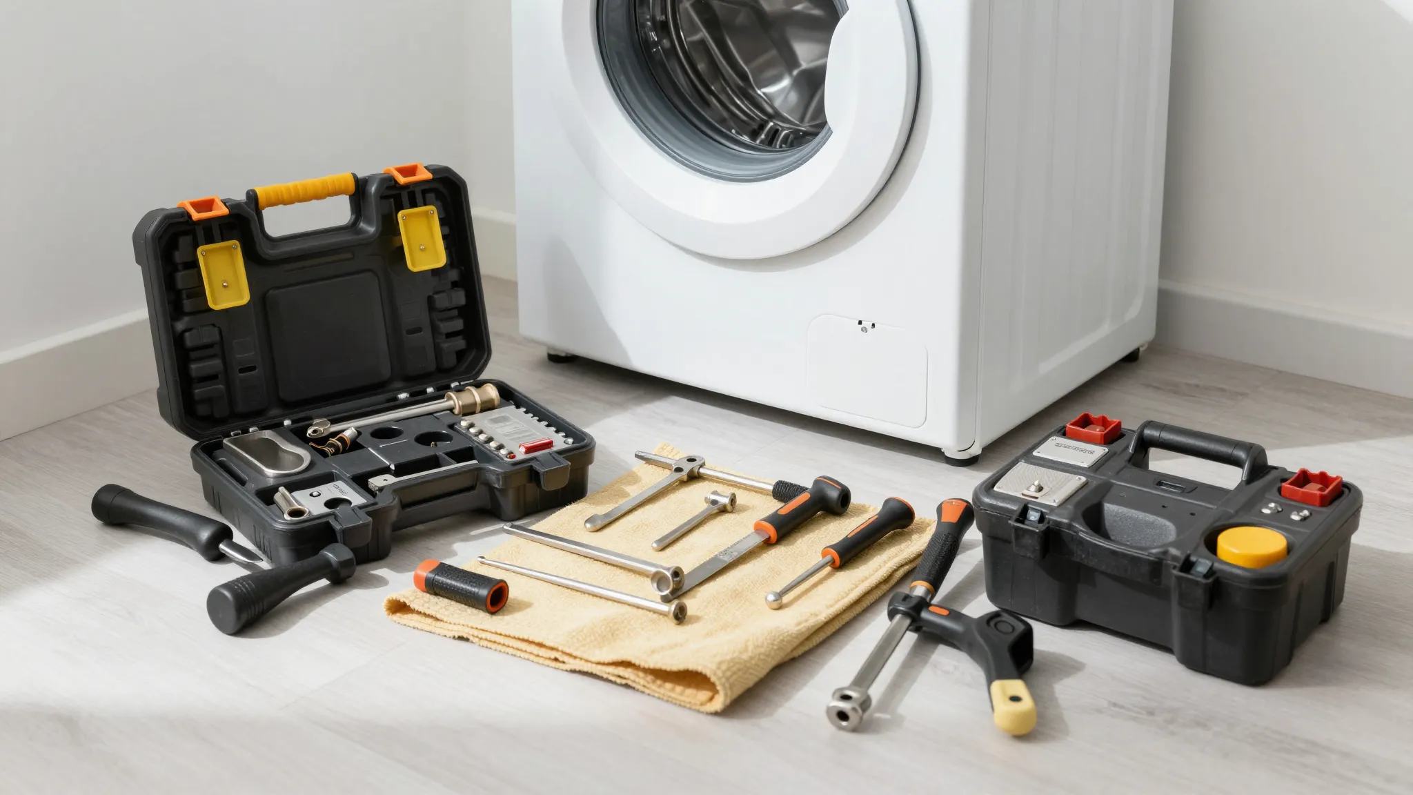A professional tool kit for appliance repair laid out neatly...