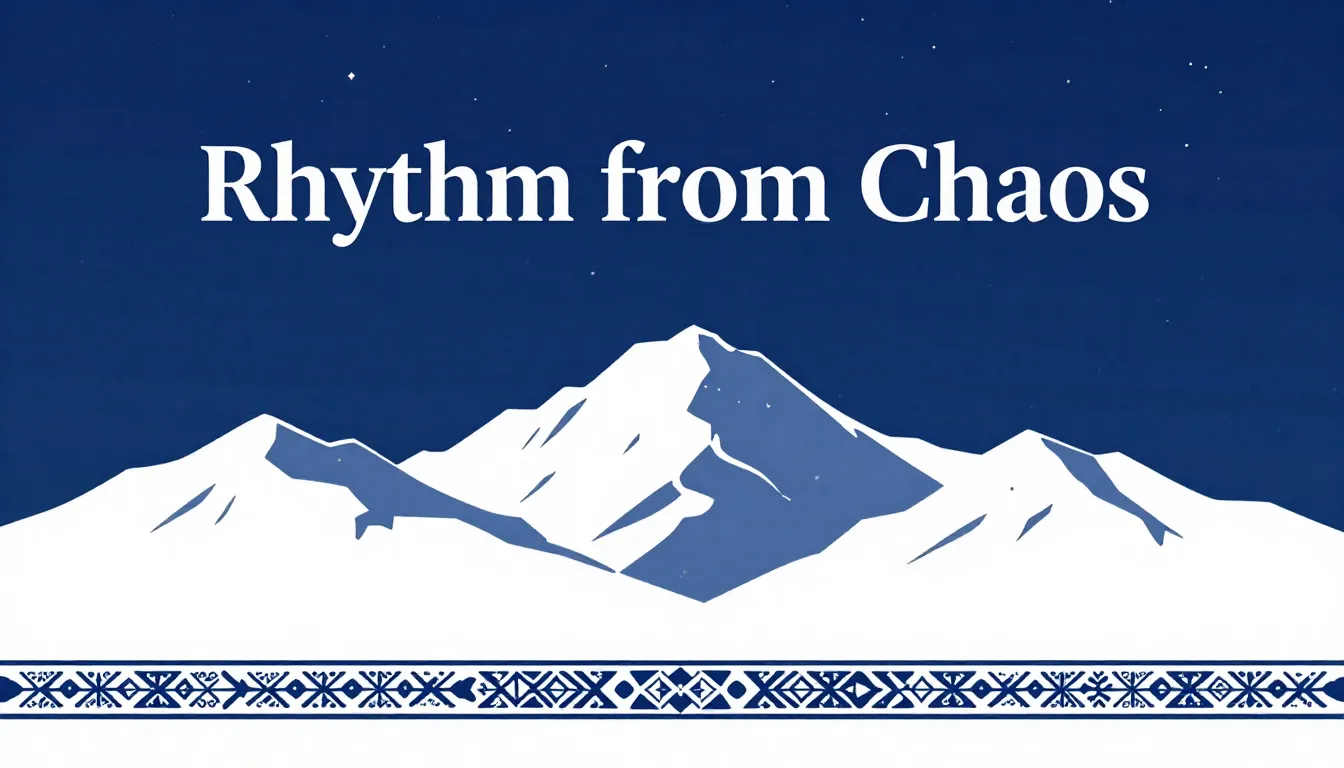 Minimalist book cover, 'Rhythm from Chaos' text in elegant f...