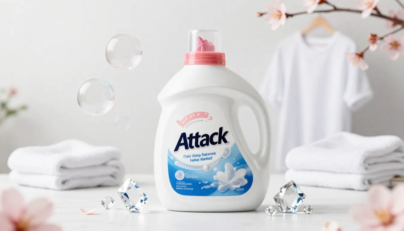Professional product shot of Attack laundry detergent pack, ...