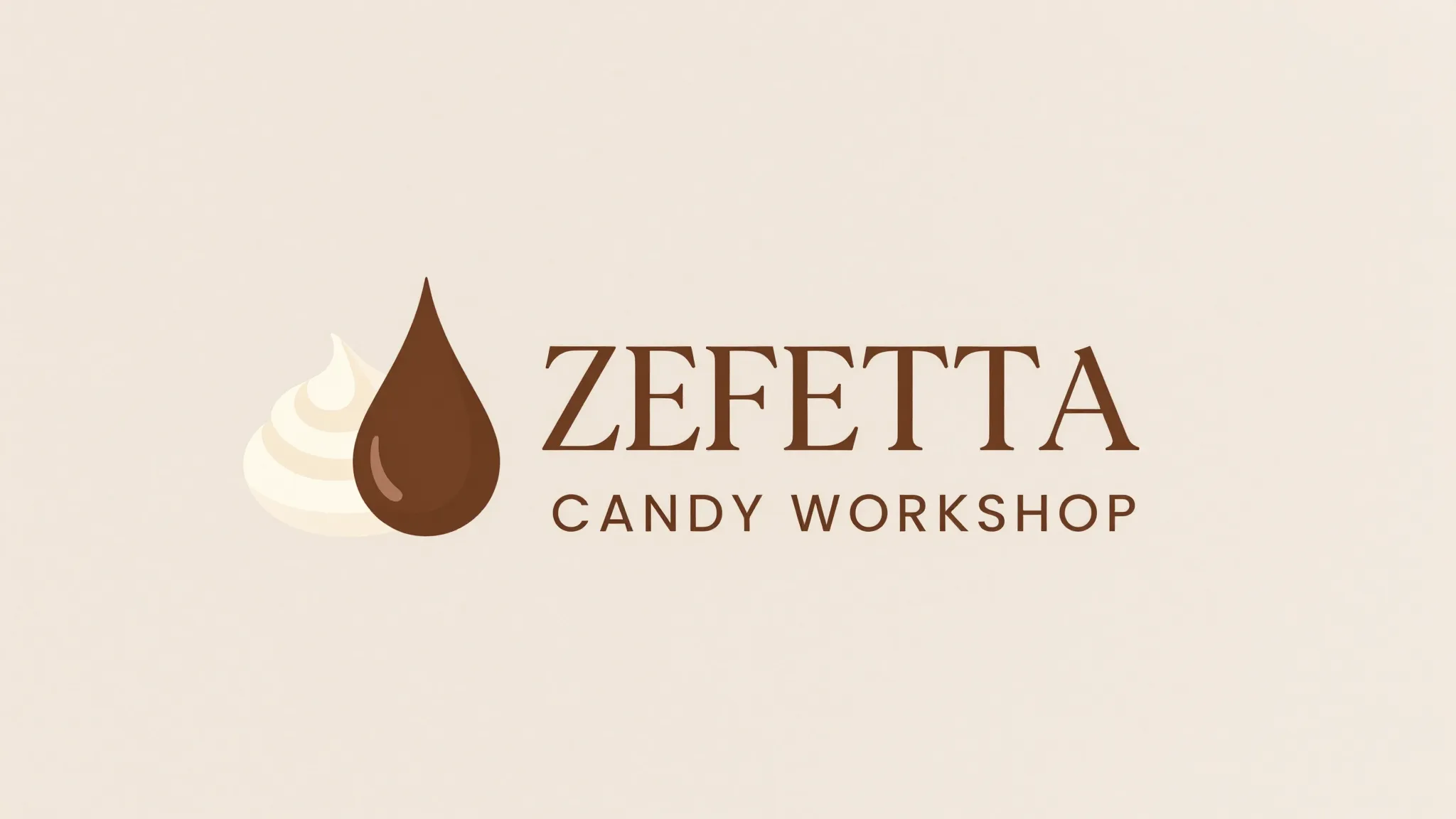 Minimalist logo for a candy workshop named 'ZEFETTA', featur...