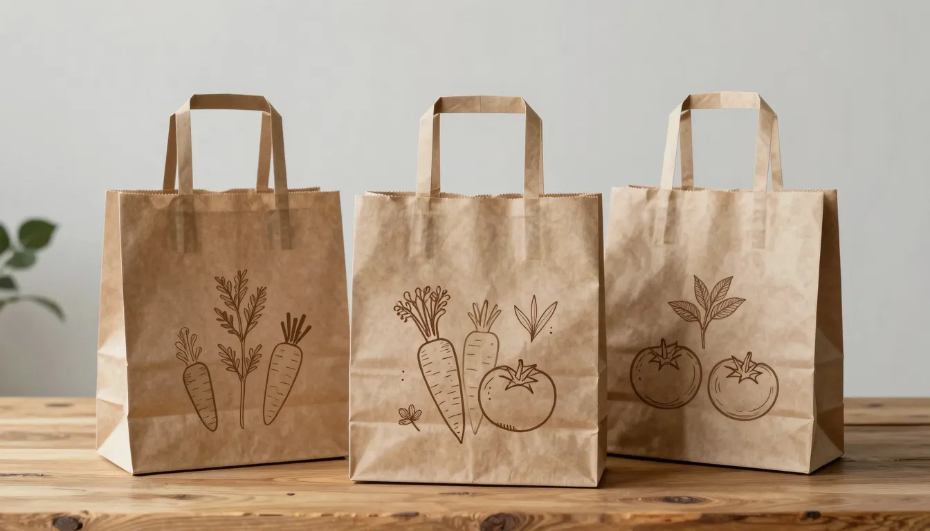 Eco-friendly packaging design for organic vegetables, brown ...
